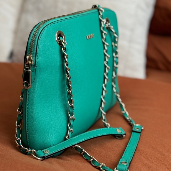 DKNY Green Leather dome Shoulder/Crossbody - Picture 4 of 8